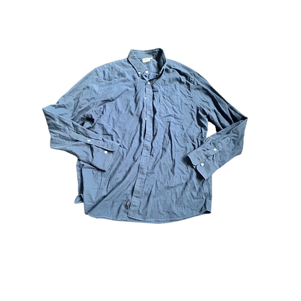 FAHERTY BRAND Long Sleeve Button Up Shirt Blue Chambray XL